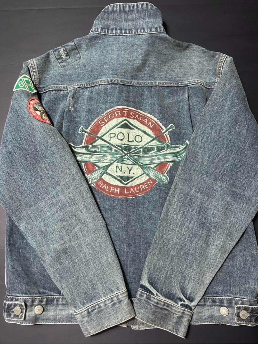 Ralph Lauren Denim Jacket with Red & Green Sportsman Patch